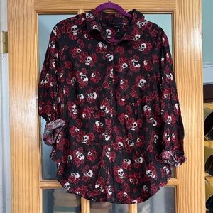 Torrid Black and Red Skull Blouse